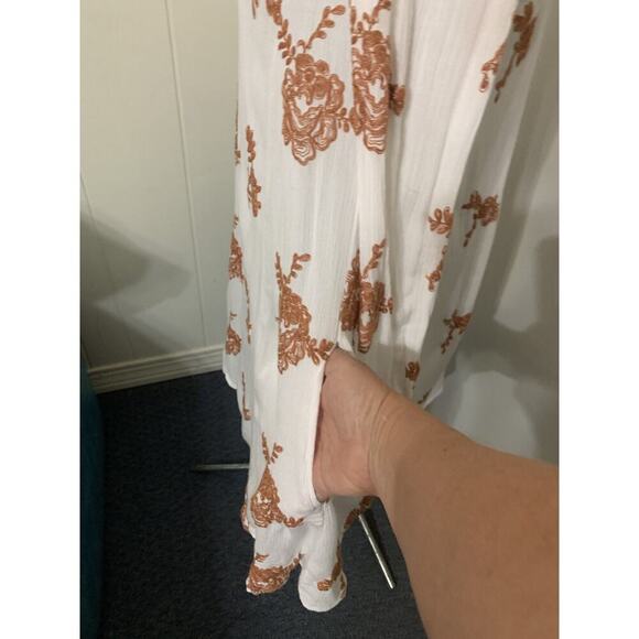 Free People Emma Austin Boho Floral Gauzy Embroidered Swing Dress S Off White - Picture 5 of 9